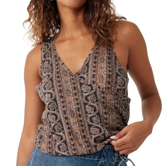 Free People Tops - Free People Your Twisted Tank‎ Top Black Combo Women Size Medium
